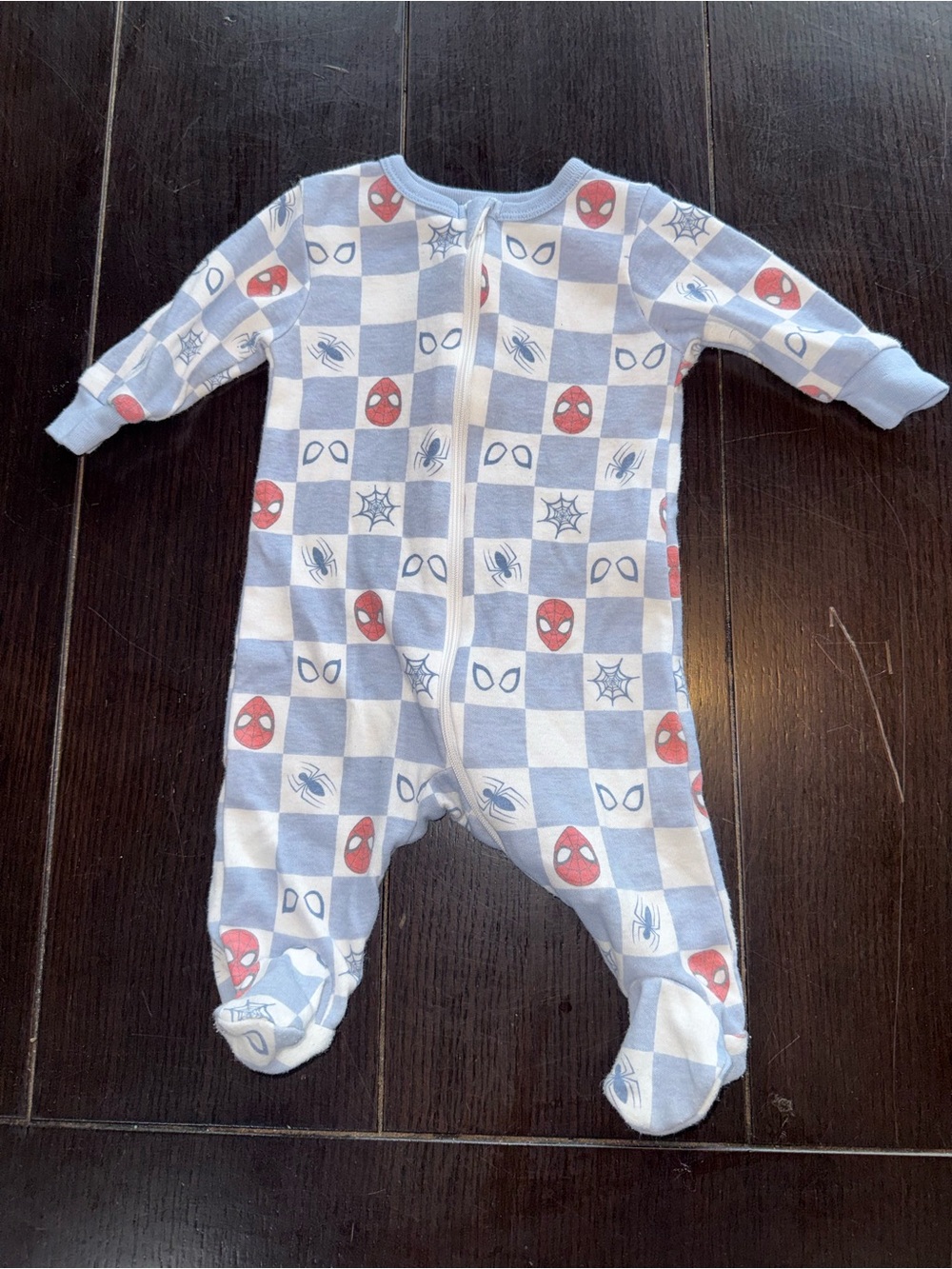 Spiderman Blue and White Checkered Footie